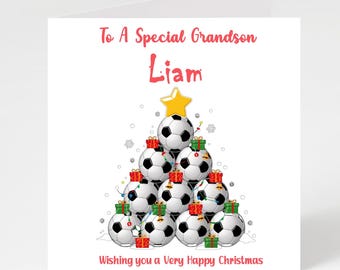 Personalized Football Christmas Card, Son, Grandson