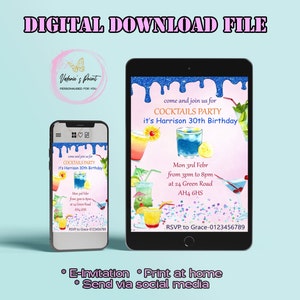 Personalized Cocktail Party Invitation: Digital Housewarming Invite (Digital Download)