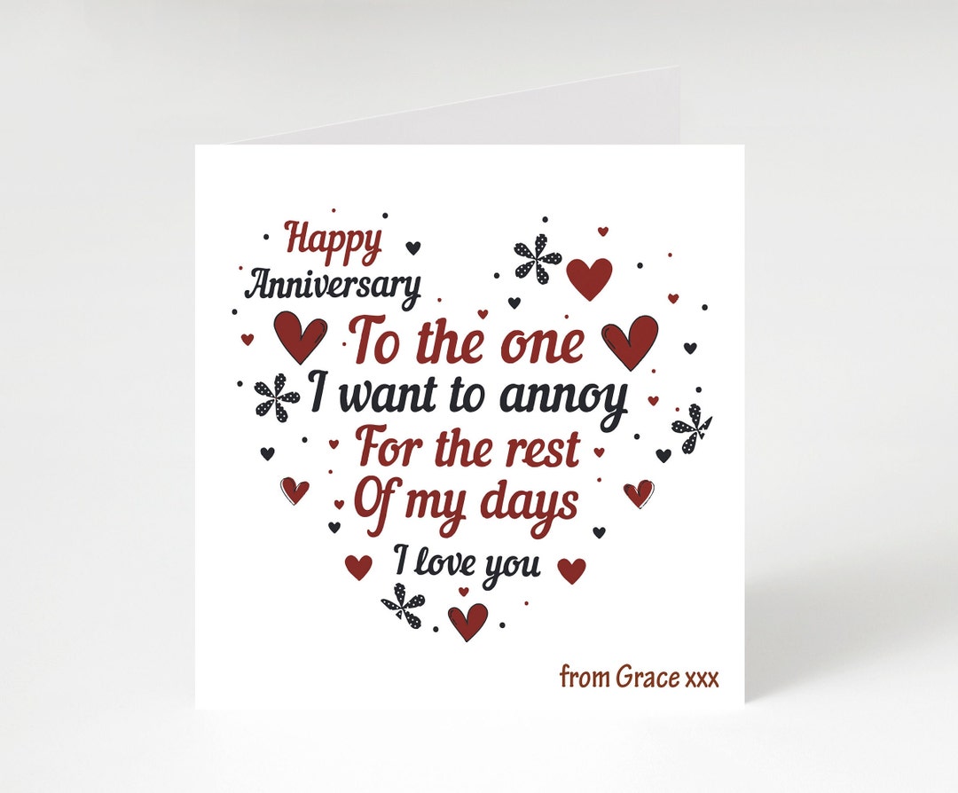 Personalised Wedding Anniversary Card, Anniversary Card for Wife ...