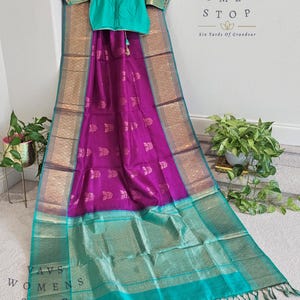 Größe 38 reicht bis 44. Authentische reine Seide von Silk Handloom Saree - Maggam Bluse, Hochzeit & Festliche Kleidung - Versandfertig aus Prosper, Tx