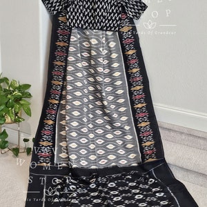 Soft Mercedized Ikkat Cotton Saree - Ikkat Sico Blouse 36 extends to 42! Ready to ship from Prosper, Texas by VAVS Womens Stop