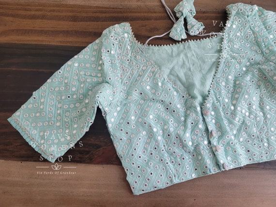Soft Georgette Foil Mirror Work Blouse Size 36 Extends to 42