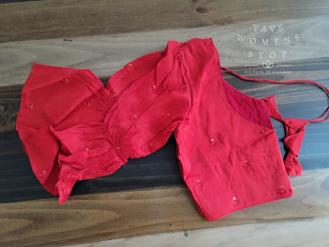 Sita Ramam Inspired Designer Red Silk Blouse Size 38 Extends Etsy