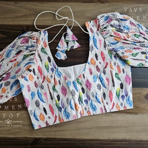Mul Cotton Designer Blouse 38 Extends To 44! Ready To Ship from Texas, USA! VAVS Womens Stop!