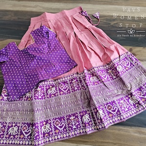 6 years to 7 years Girls Benarasi Patola Langa Blouse/ Pattu Pavadai set. Ready to ship from Prosper, Texas by VAVS Womens Stop