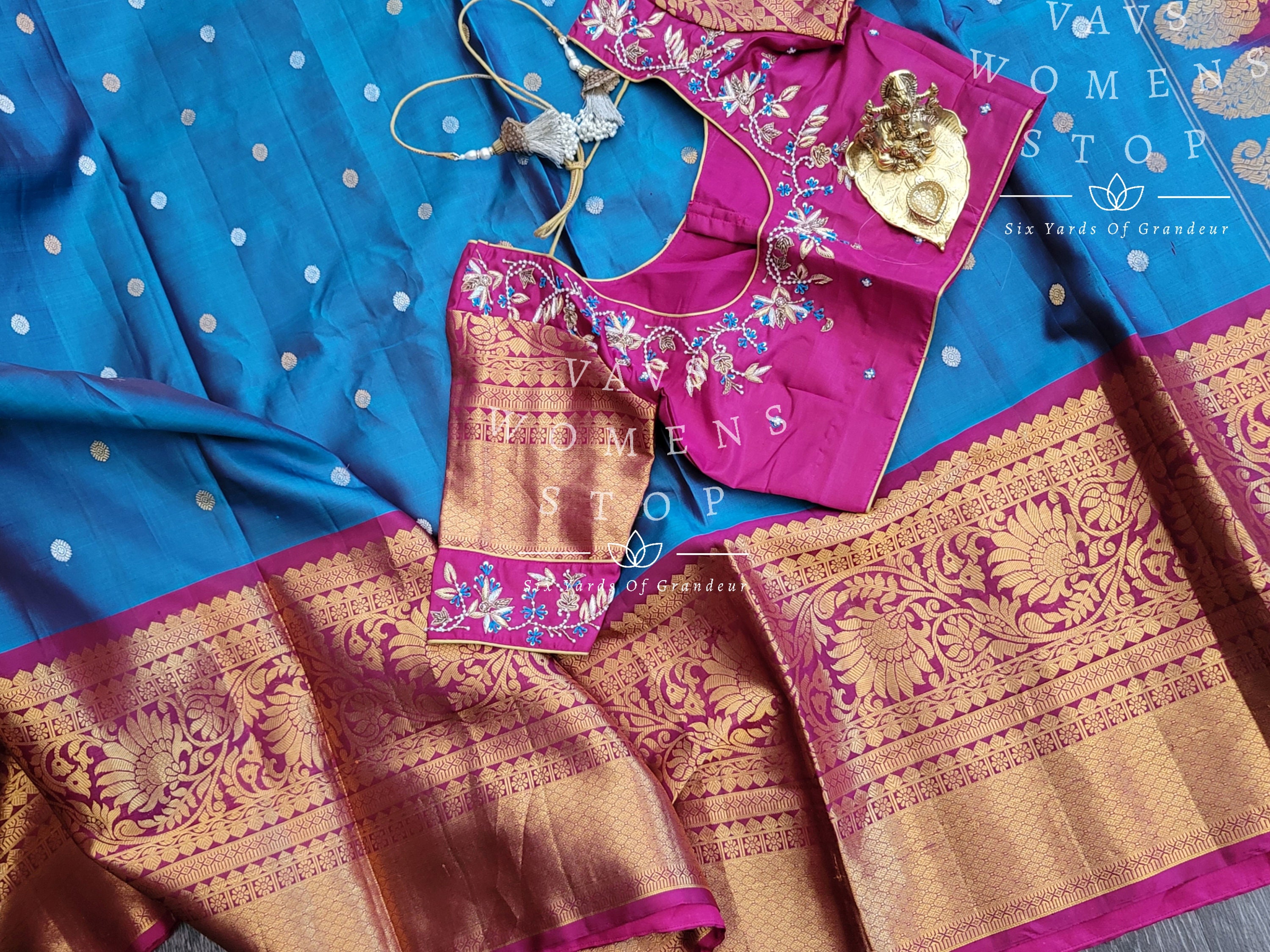 Pure Gadwal Silk Saree With Maggam Blouse Size 34 Extends to - Etsy Ireland