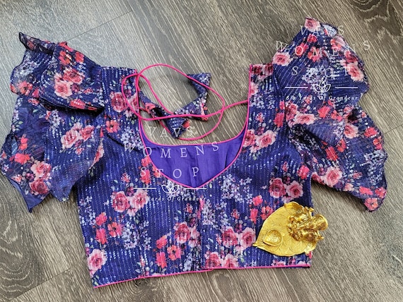 Buy Sequins Floral Ruffle Sleeves Pattern Blouse Size 36 Extends  