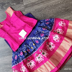 0 years - 1 years Girls Pure Ikkat Langa Blouse Set. Ready to ship from Prosper, Texas by VAVS Womens Stop