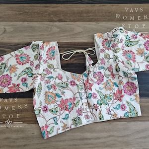 Kalamkari Blouse 38 Extends To 44! Ready To Ship from Texas, USA! VAVS Womens Stop!