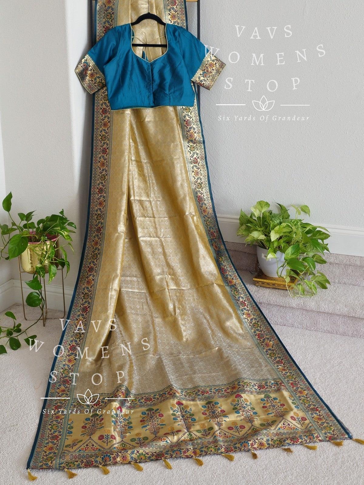 Benarasi Kanji Varam Tissue Paithani Saree - Blouse Size 40 expandable up to 46. Ready to ship from Prosper, Texas by VAVS Womens Stop!
