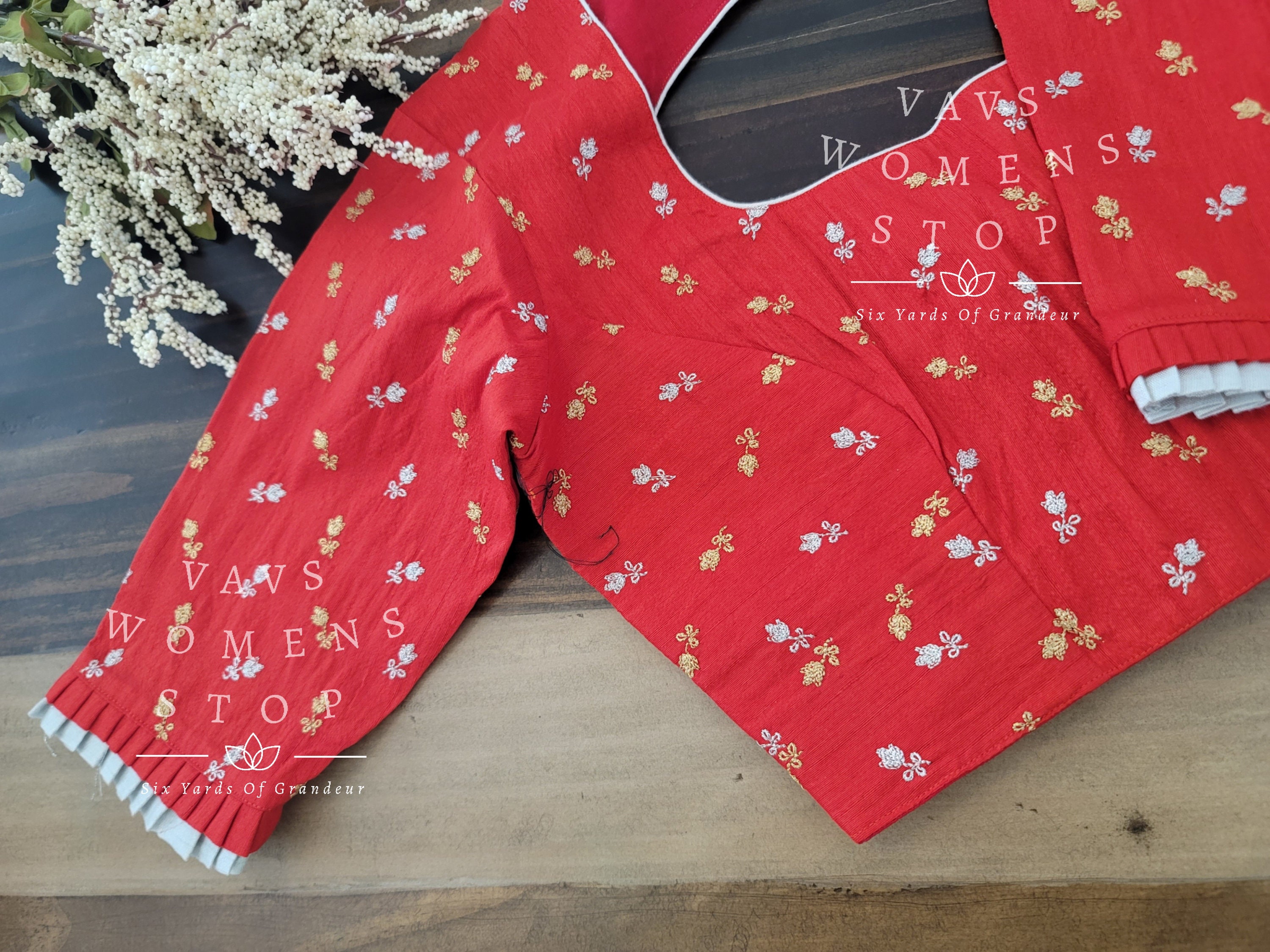 roku 6 MIX CHECK GATHER SLEEVE BLOUSE 36 6(ROKU) ⭐︎MIX CHECK