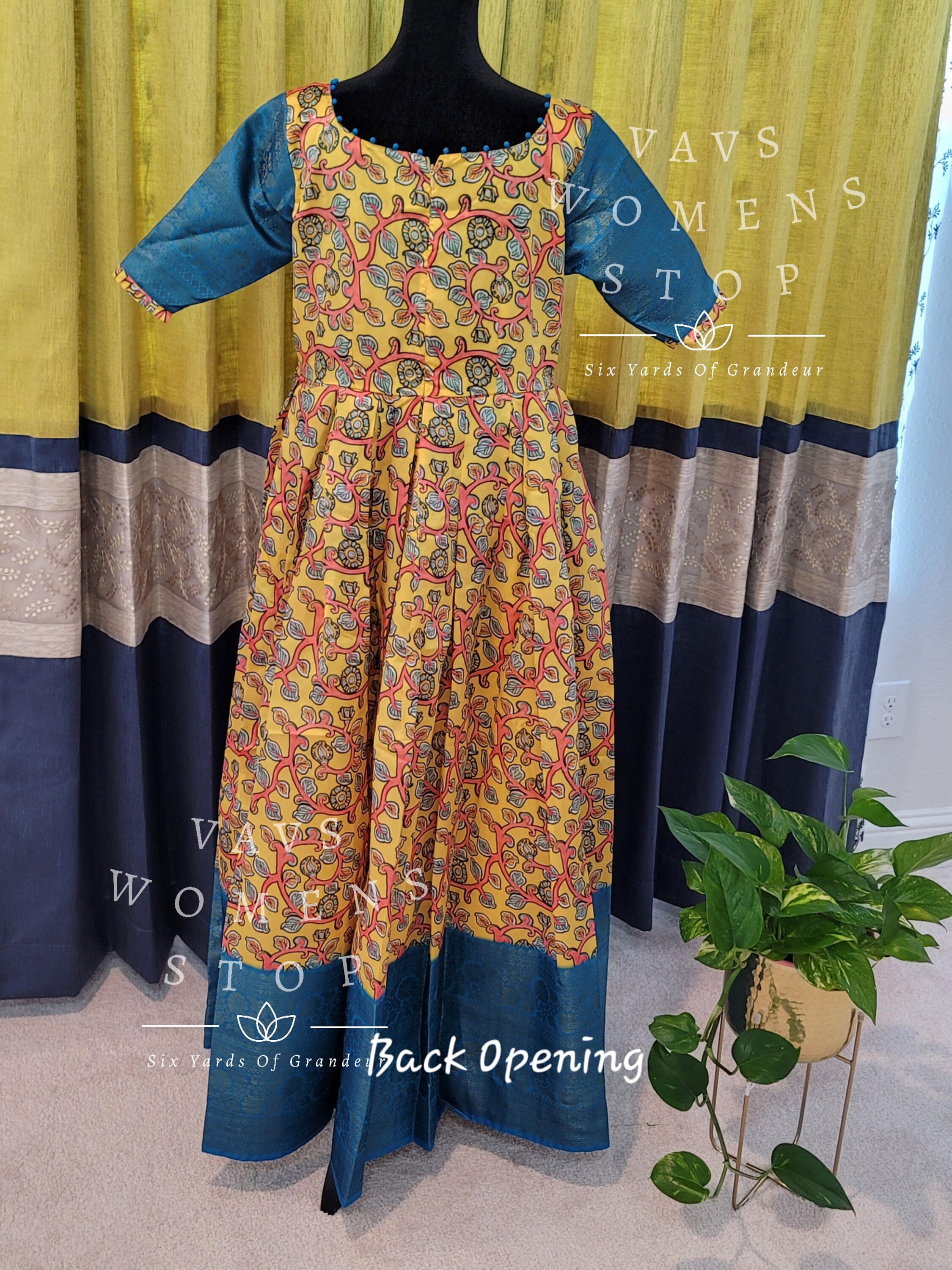 Kalamkari long frocks clearance designs