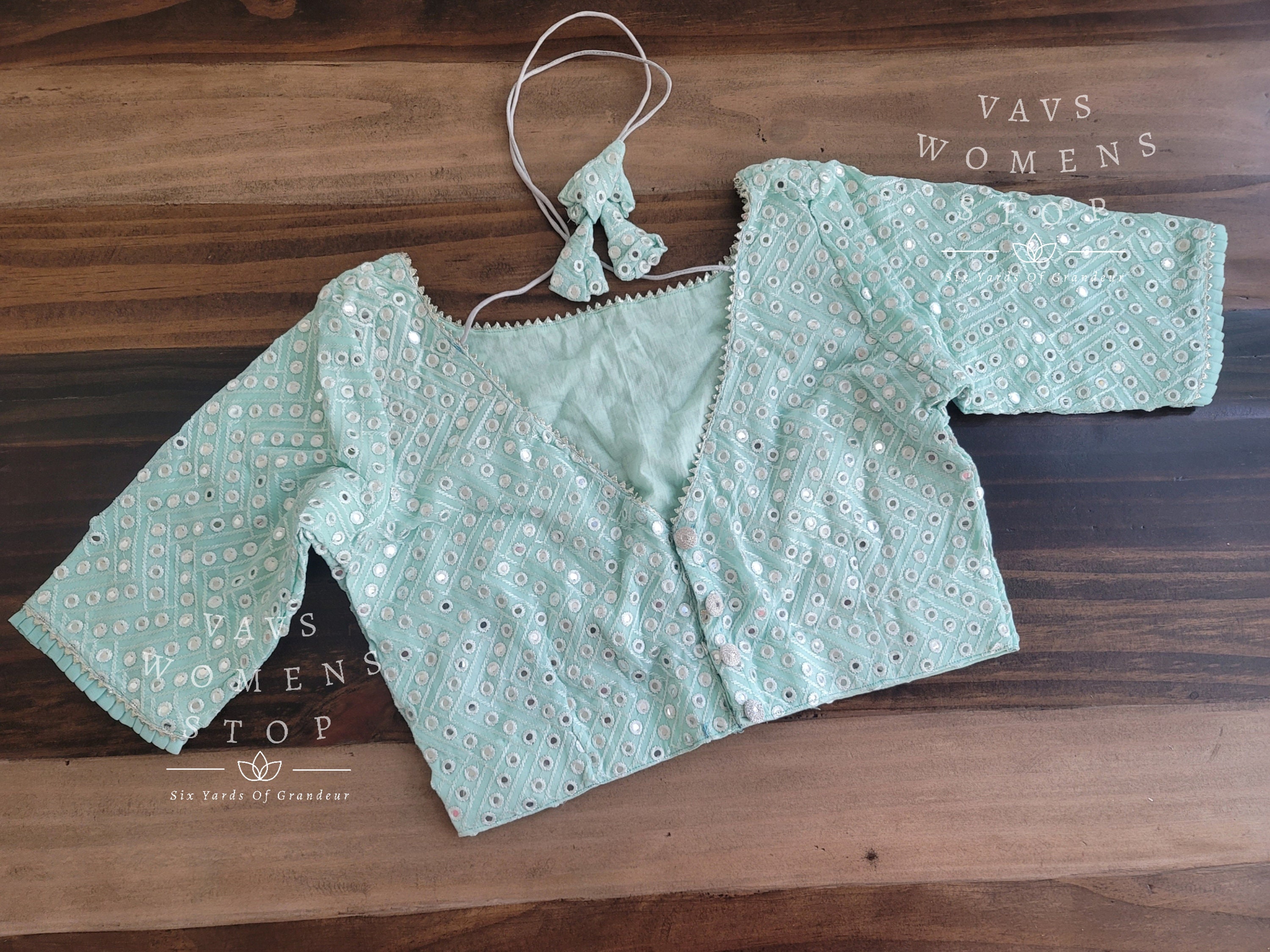 Soft Georgette Foil Mirror Work Blouse Size 36 Extends to 42