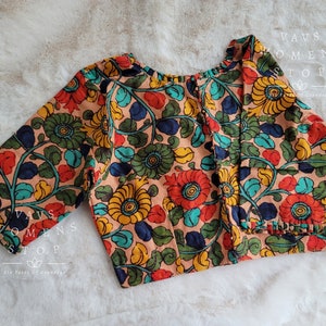 Pure Chanderi Kalamkari Blouse Size 36 extends upto 42! Ready to ship from Prosper, Texas By VAVS Womens Stop!