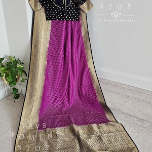 Sari de seda Benarasi semi cálido con blusa talla 36 (se extiende a 42)