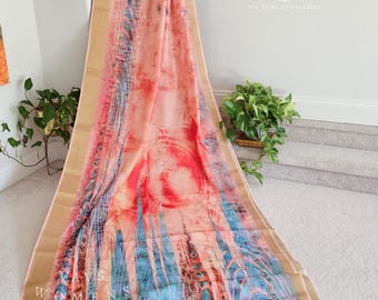 Linen Cotton Saree with Chinon Chiffon Blouse – Fits Size 36-42