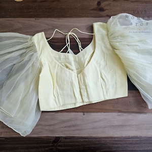 Size 36 Extends To 42. Lemon Yellow Ruffle Sleeves Blouse. Ready to ship from Prosper, Texas by VAVS Womens Stop