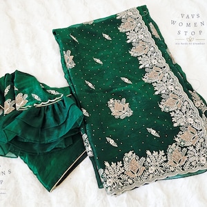 Size 42 Extends to 48. Space Silk Sheen Saree – Elegant Cocktail & Party Wear with Designer Tailored Blouse | Lightweight Stylish Drape.