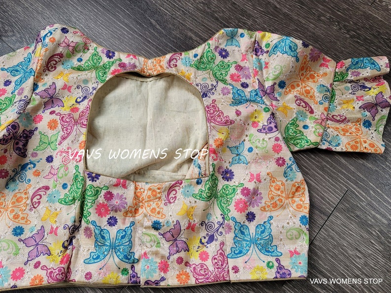Exclusive Blouse Collection from Our House of VAVS !! Beautiful Butterfly Prints Stitched Blouse Size 36 extends to 42 !!!