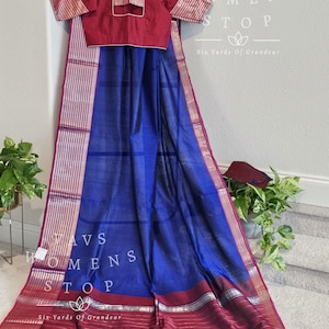 Mangalagiri Pattu Silk Cotton Saree - Blouse Size 36 Extends To 42! Ready To dispatch from Texas, USA!