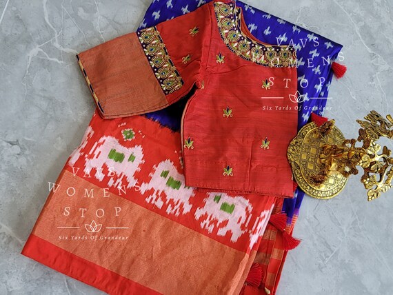 Ikkat silk blouse material cheap