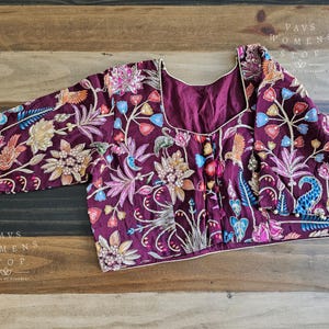 Kalamkari Silk Blouse size 42 expandable to 48. Ready to ship from Prosper, Texas by VAVS Womens Stop!