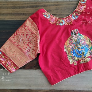 Traditional Tanjore Handpainted Designer  Blouse Size 38 Extends To 44! Ready To Ship from Texas, USA! VAVS Womens Stop!