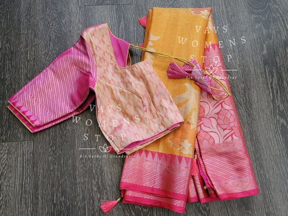 Tissue Silk Saree With Readymade Blouse