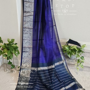 Mangalagiri Pattu Kanchi Border Saree. Ready to ship from Prosper, Texas by VAVS Womens Stop