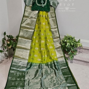 Pure Venkatagiri Pattu Saree - Blouse Size 36 Extends to 42! Ready to ship from Texas, USA! VAVS Womens Stop