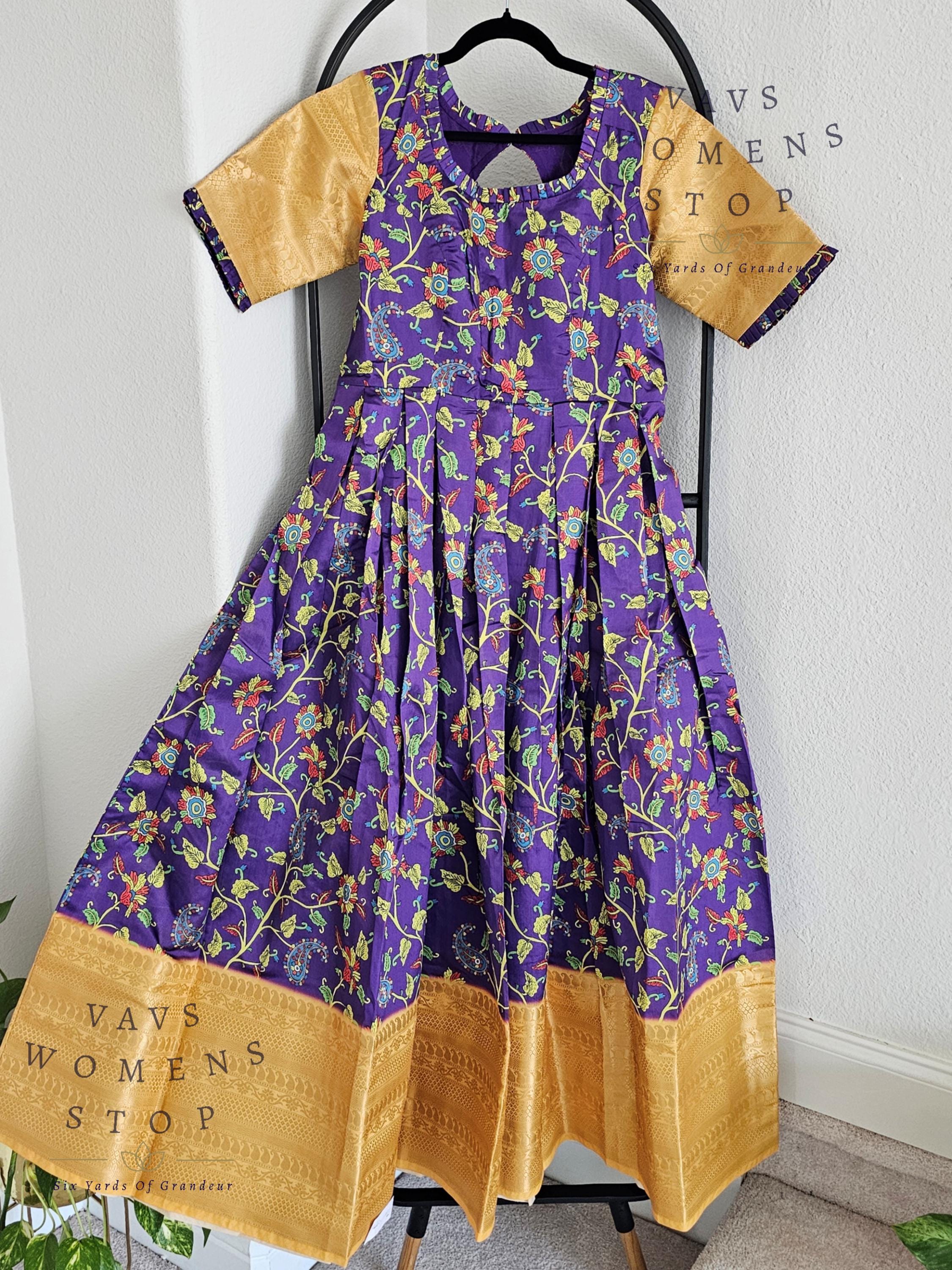 Buy Customized Traditional Kalamkari Benarasi Silk Trending Long Frock Size  L! Ready to Ship From Texas, USA! Indian Traditional Long Gowns! Online in  India - Etsy