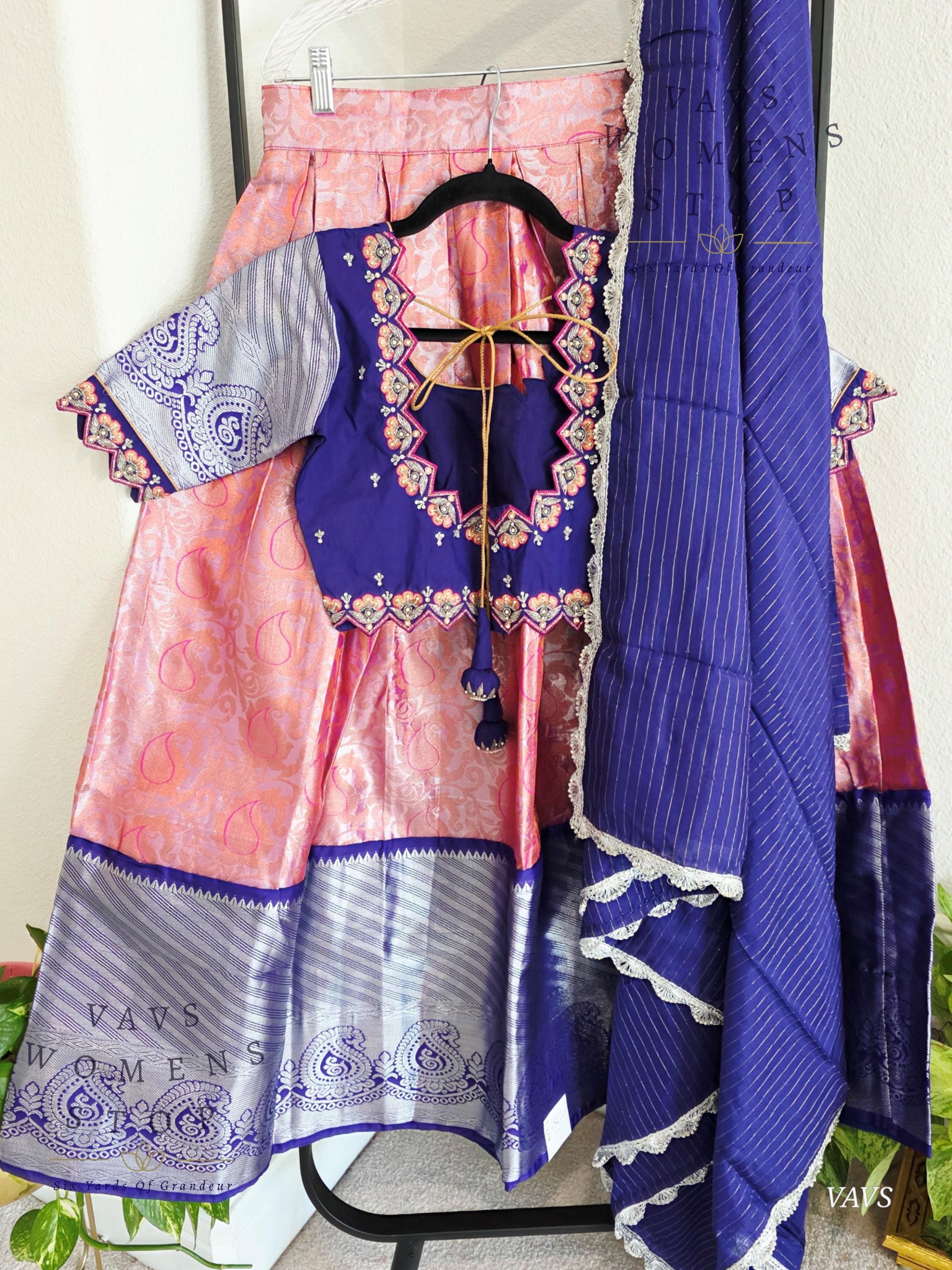Traditional Half Saree Set Suitable For Ages 13 - 16 Yr Blouse Size 32 Extends To 38 Ready Ship From Prosper, Texas By Vavs Womens Stop
