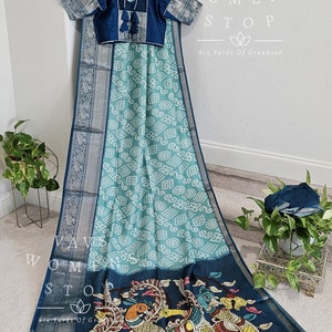 Mangalagiri Pattu Bhandini Saree - Blouse Size 36 expandable up to 42. Ready to ship from Prosper, Texas by VAVS Womens Stop