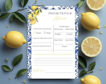 Decoración para baby shower Ciao / Tema mediterráneo de limón y azul / Invitaciones para baby shower italiano, letreros, juegos, descarga imprimible / Impresión a tu gusto