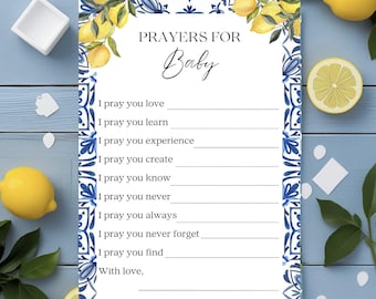 Juego de Baby Shower Ciao: Tarjeta de Oración de Limón y Azulejo (Descarga Imprimible)