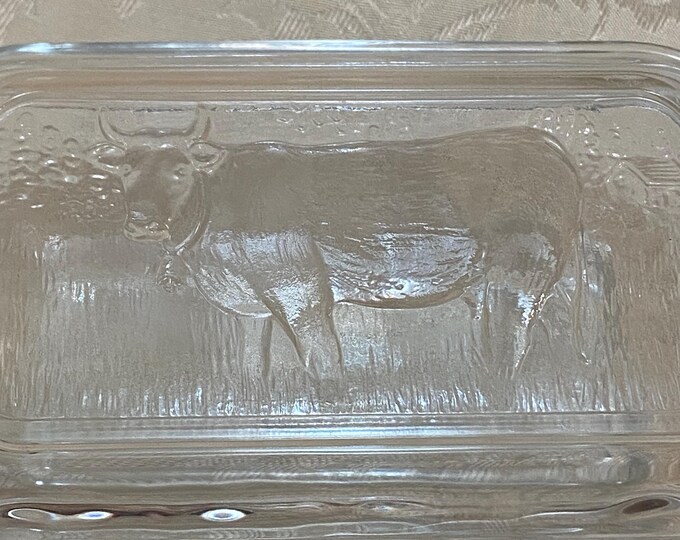 VTG Glass Ribbed Rectangular Refrigerator/ Butter Dish With an Embossed ...
