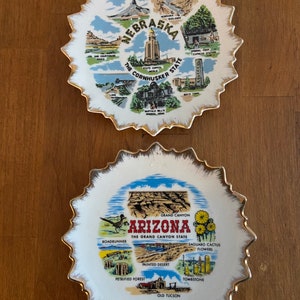VTG Nebraska or Arizona vintage state souvenir plates with landmarks. Price is 13 dollars each