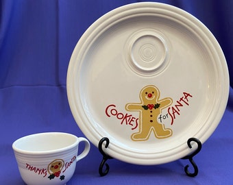 Fiesta Ware “ Cookies for Santa” 10 3/4” welled snack plate with cup