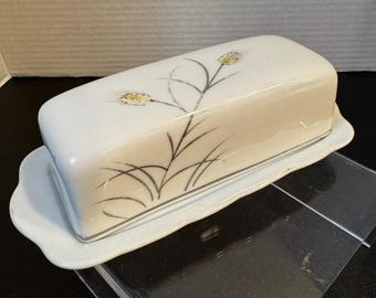 VTG "Gold and Silver Wheat" by L&M (Lipper and Mann)  fine china covered butter