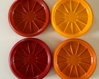 Retro set of 4 Groovy Tupperware coasters in warm colors, in Perfect condition ,no cigarette burns or dog chew marks