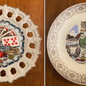 NV and Las Vegas and decorative souvenir plates sold as a pair