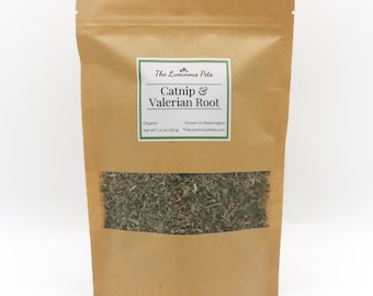 Organic Catnip with Valerian Root Blend | Non-GMO | USA Grown (1.5oz Bag or 0.5 Tin)