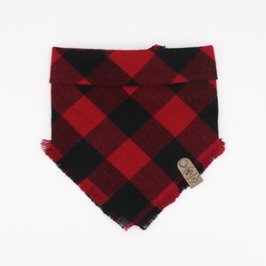 Buffalo Plaid Frayed Snap-On Bandana | Cat and Dog Adjustable Bandana