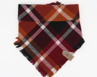 Red Orange Plaid Dog Bandana: Fall Pet Bandana
