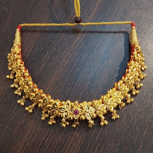 Pretty Pearls Kolhapuri Thushi Choker Necklace for women and girls