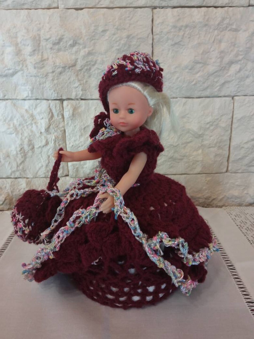 Crocheted Toilet Paper Cover Doll Dress Set Barbie Type Doll Dress, Mother