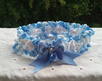Something new, something blue crocheted wedding bridal garter