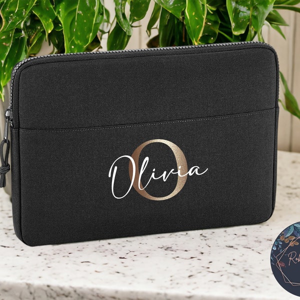 15.6 Inch Black Personalised Laptop Sleeve / Custom Laptop Sleeve / 15.6inch Laptop Sleeve