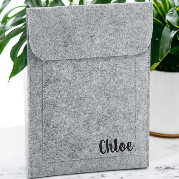 Personalised Grey Felt Tablet Sleeve / Custom Tablet Sleeve / iPad/Samsung Galaxy/Kindle/Media Pad Sleeve