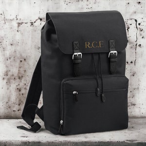 Personalisierter vintage Laptop-Rucksack/Rucksack Black/Black